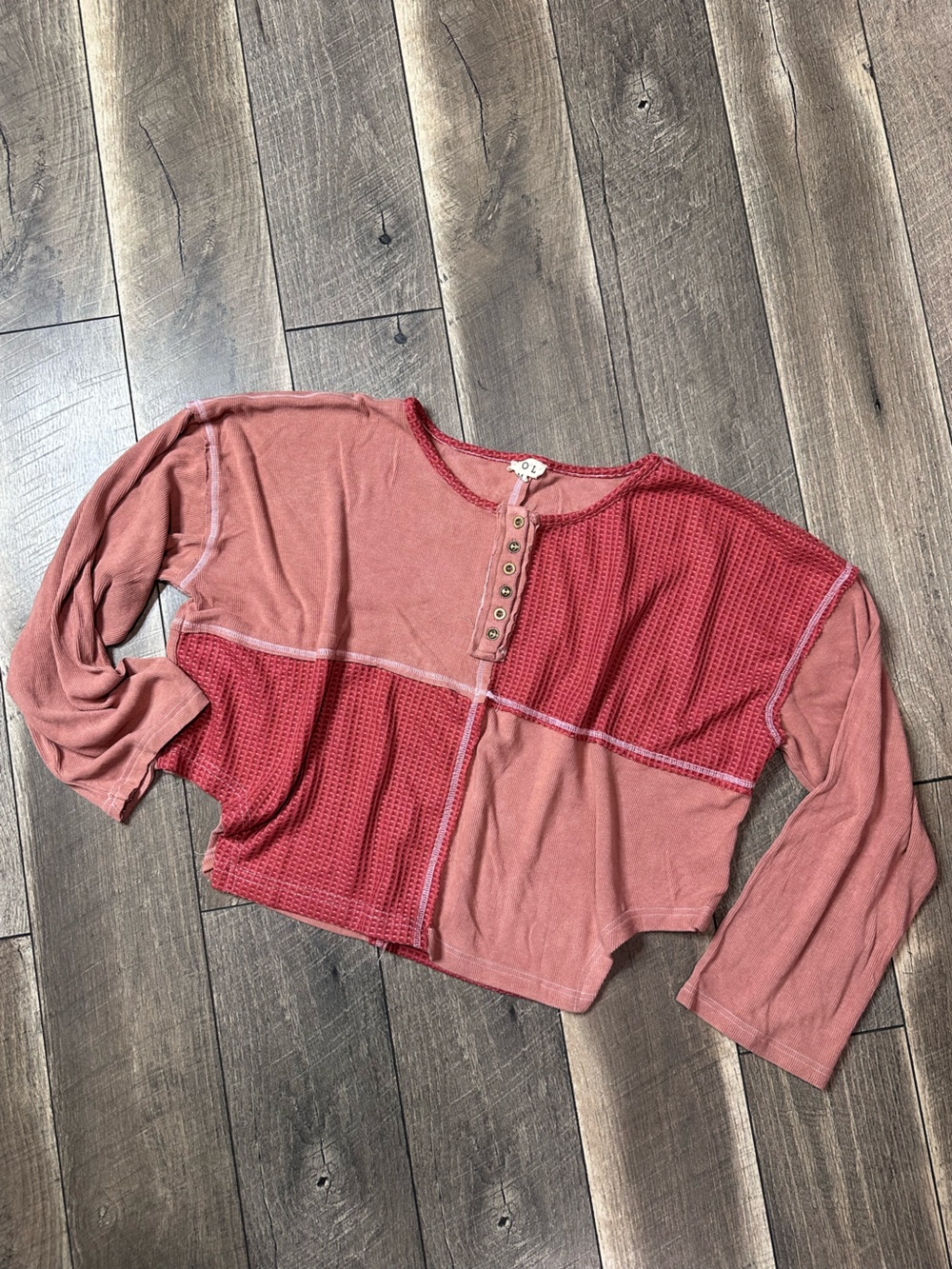 POL Crop Waffleknit Long Sleeve
